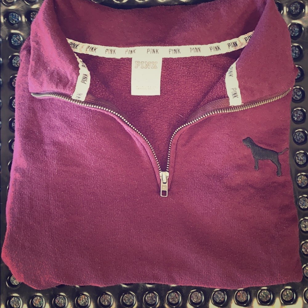 VS PINK maroon long sleeve pullover sweatshirt
